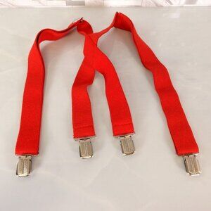 Boy Red X Back‎ Classic Suspenders Solid Silver 4 Clip Adjustable Stretch Braces